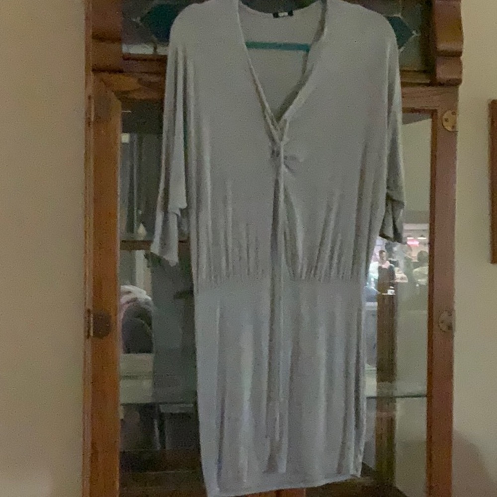 Gray Tie-Front Dress